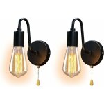 Retro industriel lampe murale avec interrupteur à tirette, douille e27 métalo Éclairage mural pour chambre ... Retro industriel lampe murale avec interrupteur à tirette, douille e27 métalo Éclairage mural pour chambre ...