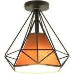 Retro plafonnier industrielle cage en forme diamant en mtal fer lustre suspension luminaire pour salon ...