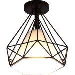 Retro plafonnier industrielle cage en forme diamant en métal fer lustre suspension luminaire pour salon ... Retro plafonnier industrielle cage en forme diamant en métal fer lustre suspension luminaire pour salon ...