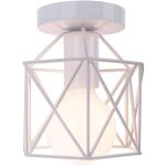 Retro plafonnier industrielle en m�tal carr� fer, suspension cage cube luminaire e27 pour salon chambre ...
