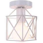 Retro plafonnier industrielle en m�tal carr� fer, suspension cage cube luminaire e27 pour salon chambre ...