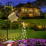 R�tro vieux bronze arrose lumi�res led solaires avec support, lumi�re de bouilloire, lumi�res d�coratives ...
