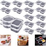 Reusable on the go snack containers, contenants plastique avec 2 compartiments, petits r�cipients � condiments ...