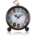 Rveil classique rtro de 5 pouces, horloge  quartz silencieuse, sans tic - tac, en mtal antique, pour ...