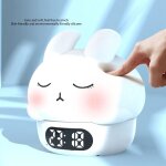 R�veil lapin, veilleuse � cliquet, lampe en silicone rechargeable avec affichage de la temp�rature, id�ale ...