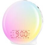 R�veil lumi�re bluetooth, radio eveil matin lumineux lampe de chevet 20 niveaux de luminosit� simulateur ...