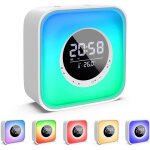 Rveil lumineux avec enceinte bluetooth avec lampe de chevet led avec 10 changements de couleur, rveil ...