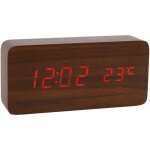 R�veil num�rique en bois avec affichage de la temp�rature affichage de la date 12 / 24 h led r�veil pour ...