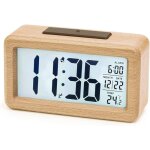R�veil num�rique en bois, r�veil lcd, horloge num�rique silencieuse, affichage de la date, de la temp�rature, ...