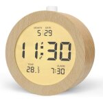 R�veil num�rique en bois, r�veil matin lcd horloge num�rique avec affichage date, temp�rature, snooze, ...
