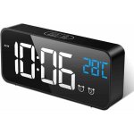 R�veil num�rique, horloge digitale r�veil matin miroir led grand ecran aver temp�rature / snooze / 2 ...