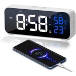 Rveil numrique, horloge numrique led horloge digitale rveil design miroir, reveil matin 5 modes d'alarme ...