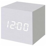 R�veil num�rique � led en bois, horloge cubique num�rique avec affichage date et temp�rature, prise usb ...