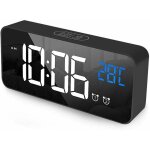 R�veil num�rique, r�veil miroir led, r�veil de bureau, horloge �lectronique rechargeable usb avec 2 alarmes ...