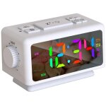Rveil numrique rvb radio - rveil fm avec 2 ports usb minuterie snooze (blanc)