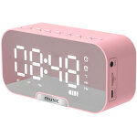 R�veil num�rique � surface miroir avec haut - parleur bluetooth, radio fm et affichage de la temp�rature. ...