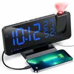 Reveil projecteur avec radio, horloge num�rique, radio reveil usb avec double alarme et �cran miroir ...