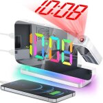 Rveil  projection, 16, 8 cm, horloge numrique led, grand cran, avec projecteur rotatif  180, veilleuse ...