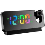 R�veil � projection de miroir led, lumi�re rvb, 11 couleurs, 6 niveaux de luminosit�, snooze, volume ...