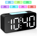 R�veil puissant pour dormeurs profonds, r�veil digital avec veilleuse 7 couleurs, volume r�glable, variateur, ...