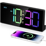 R�veil puissant pour gros dormeurs, horloges num�riques avec volume et luminosit� r�glables, fonction ...