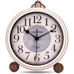 Reveil vintage sans tic - tac, m�tal beige reveil classique r�tro, el�gant d�co silencieuse horloge de ...