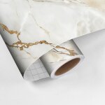Revêtement sticker sol - marbre blanc cassé brun - rouleau adhésif protection anti - dérapant - 60x100cm ... Revêtement sticker sol - marbre blanc cassé brun - rouleau adhésif protection anti - dérapant - 60x100cm ...