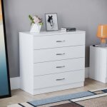 Riano commode 4 tiroirs meuble de rangement pour chambre design moderne h 72 x l 75 x p 36 cm, blanc