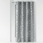 Rideau � 8 oeillets  bloomy  � imprim� v�g�tal - gris / argent� - 140 x 260 cm - livraison gratuite
