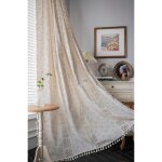 Rideaux boh�me style campagne coton lin macram� vintage creux translucide beige motif floral 150x160cm ...