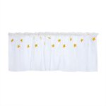 Rideau de cuisine court � broderie �toiles jaunes pour demi - fen�tre