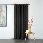 Homemaison - rideau en toile demi natté non feu m1 noir 135x240 cm Homemaison - rideau en toile demi natté non feu m1 noir 135x240 cm