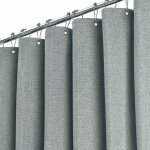 Rideau de douche extra long 180 x 240 cm, grand rideau de douche en tissu textur� en lin avec 12 crochets ...