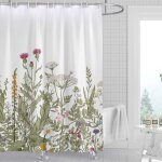 Rideau de douche floral nuage de roche 120x180cm, ensemble de rideaux de salle de bain en tissu fleurs ...