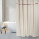 Msv - rideau de douche franais coton 180x200cm elegance beige