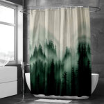 Rideau de douche imprim� brume et for�t profonde ? style myst�rieux