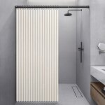 Rideau de douche magn�tique imperm�able 120 x 200 cm, lin avec ?illets m�talliques, r�sistant aux moisissures ...