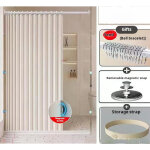 Rideau de douche magn�tique robuste en lin 150 x 200 cm, rideau de douche pliable, r�sistant aux �claboussures ...