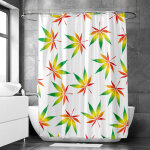 Rideau de douche motif feuilles de chanvre et d�cor tropical, rideau salle de bain imperm�able, 150x180 ...