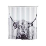 Rideau de douche original yak, rideau de douche 180x200 cm, lavable en machine et waterproof, 12 anneaux ...