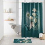Douceur d'int�rieur ? rideau de douche paon ginko - blue 200 cm x 180 cm ? 100% polyester ? 12 anneaux ...