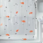 Rideau de douche peva goldfish 180x200cm motif poissons spirella