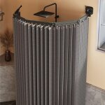 Rideau de douche pliable avec tringle, tringle en forme de l / u et ventouse puissante, angle r�glable ...