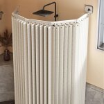 Rideau de douche pliable avec tringle et ventouses puissantes, angle r�glable (blanc, 150 x 200 cm)