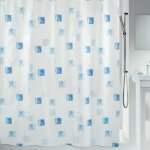 Spirella - rideau de douche polyester milano 240x180cm bleu ciel & blanc effet perl�