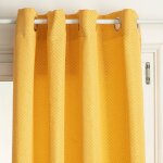 Atmosphera - rideau g�om motifs jacquard jaune moutarde 140x260cm cr�ateur d'int�rieur