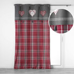Rideau � ?illets 140 x 240 cm montana ? coton tiss� motif c?urs & carreaux