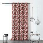 Homemaison - rideau jacquard biloba rouge 140x240 cm