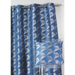 Homemaison - rideau en jacquard imprims gomtriques bleu 140x260 cm