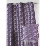 Homemaison - rideau en jacquard imprims gomtriques violet parme 140x260 cm